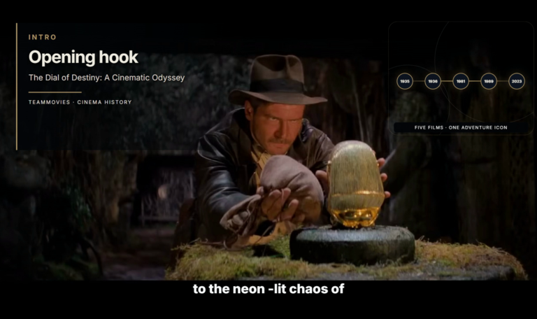 Opening hook — TeamMovies cinema-history documentary graphic