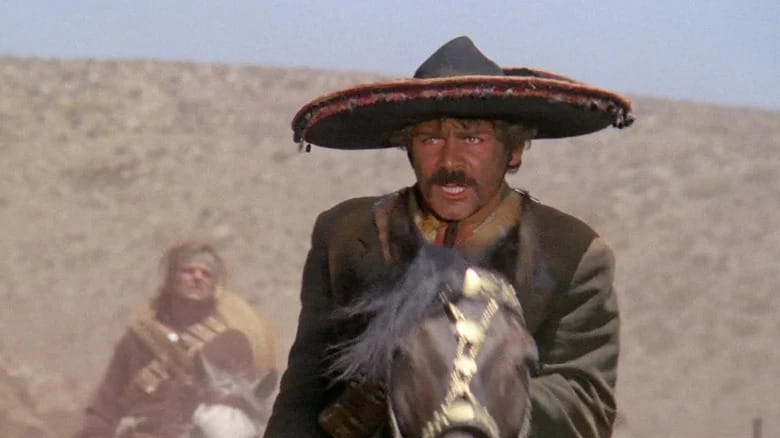 El Chuncho Muños (Gian Maria Volonté) rides a horse with his gang in A Bullet for the General