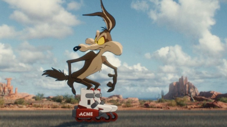 Wile E. Coyote wearing rocket boots in Coyote vs Acme