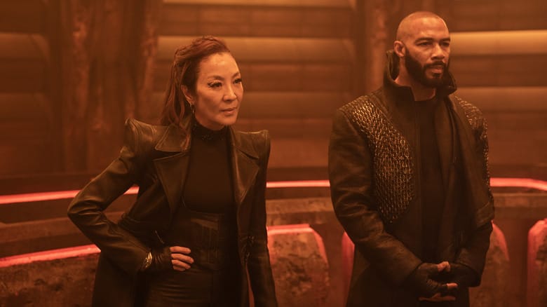 Empress Philippa Georgiou and Alok in a turbolist in Star Trek: Section 31