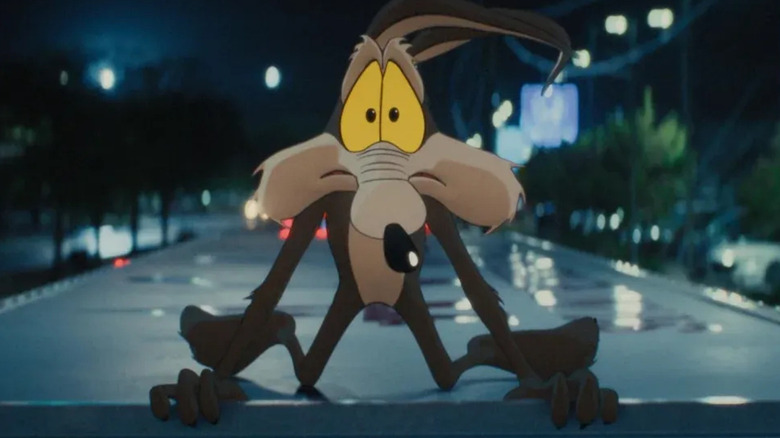 Wile E. Coyote on the top of a truck in Coyote vs. Acme