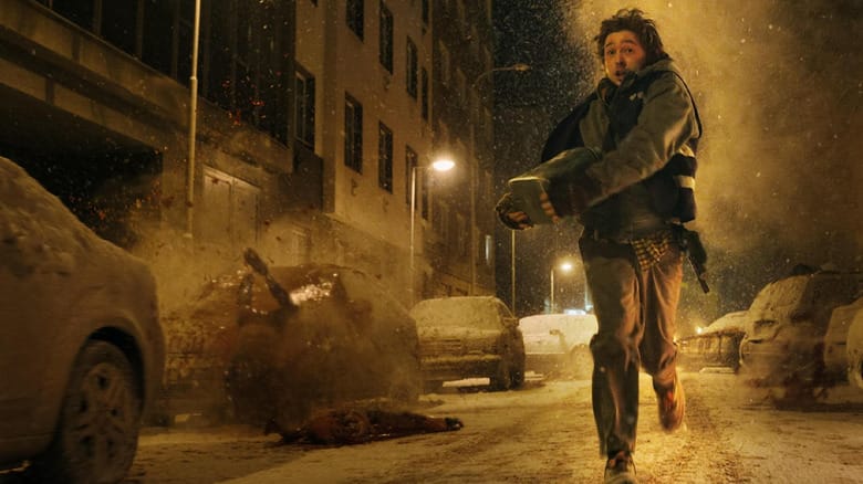 Austin Abrams as Bryan running down the street as bodies explode around him in Resident Evil (2026)