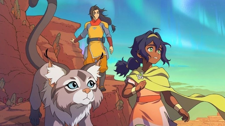Pavi and Jae looking at the horizon with wonder in Avatar: Seven Havens