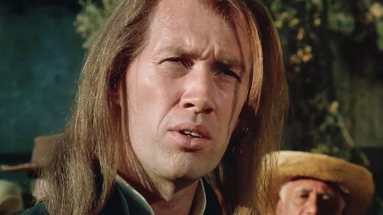 David Carradine's Kwai Chang Caine is seen in closeup in Kung Fu