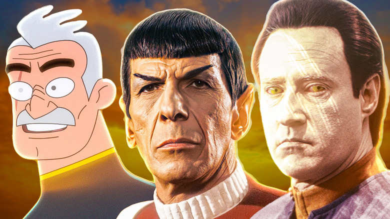 Lt. Shaxs, Spock, and Data from Star Trek together in composite image