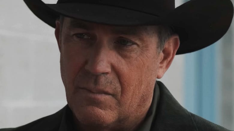 Kevin Costner's John Dutton is seen in closeup in Yellowstone