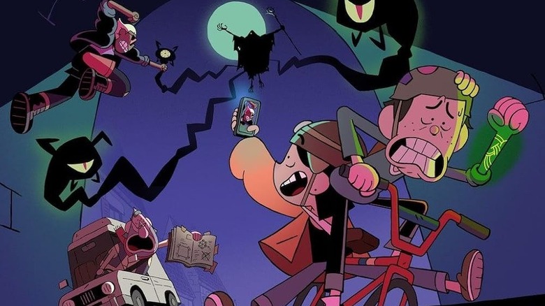Bobby and Romy escaping from monsters in The Doomies