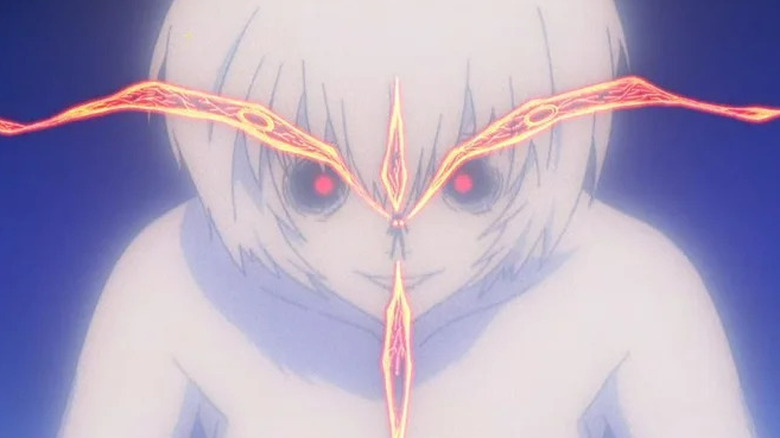 The End of Evangelion - Giant Lilith/Rei appearing before Unit-01 in the sky