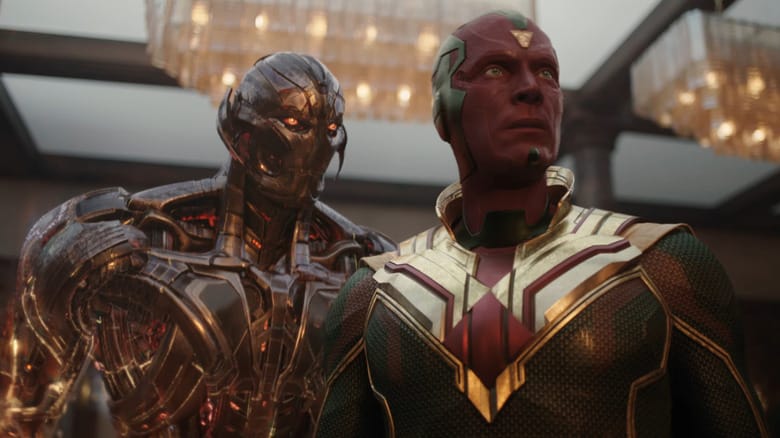 James Spader as Ultron standing next to Paul Bettany as Vision in VisionQuesst